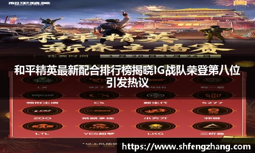 和平精英最新配合排行榜揭晓IG战队荣登第八位引发热议